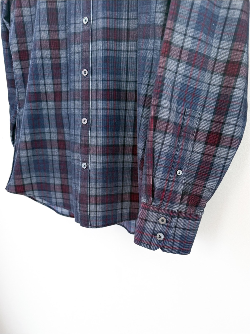 NEW Zachary Prell Corduroy Men's Plaid Button-Up Shirt Blue & Maroon M Cotton - Picture 8 of 12